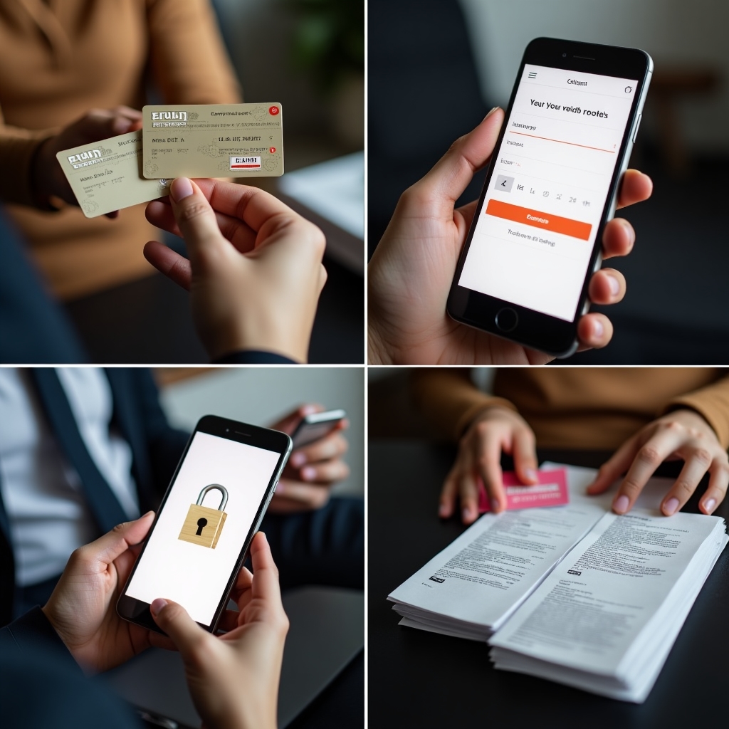 Person safely verifying gift card balance on smartphone