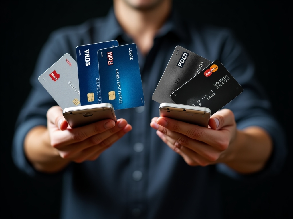 Person managing multiple cashback apps and credit cards